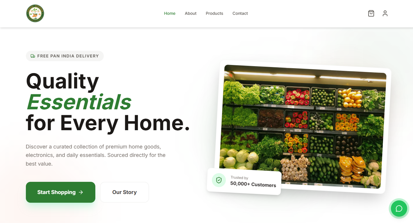 Sarvoday Enterprise e-commerce store interface