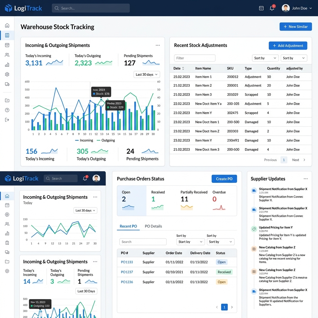 Ski Stock database dashboard charts analytics